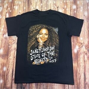 Janet Jackson State of the World Tour 2017 Black T-Shirt Double Sided